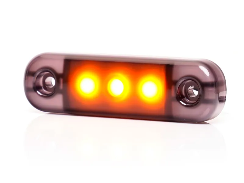 WAS LED Šoninis gabaritinis žibintas - tamsius stilius, geltona šviesa, 12/24V, ECE