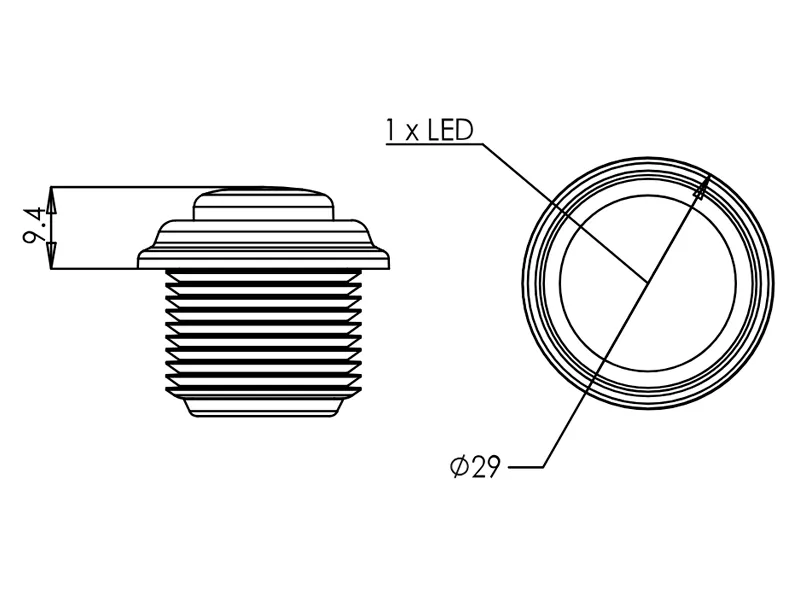 WAS LED šoninis posūkio žibintas Ø29mm, 12V, IP6K9K - Attēls 4
