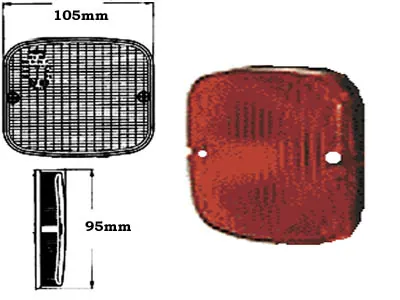 Atsarginis raudonos spalvos stiklo dangtelis švyturėliams (1603-380 serija) - 110x100mm