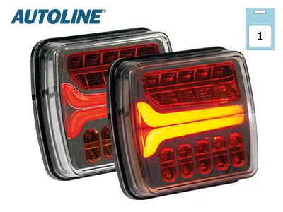 AUTOLINE LED Galinis Žibintas su Dinaminiu Posūkio Signalu, Stabdžio ir Pozicijos Funkcijomis, 12-24V, IP67