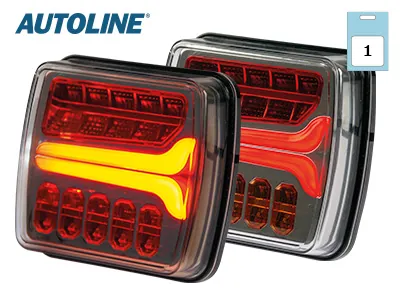 AUTOLINE LED galinis žibintas su dinaminiu posūkio signalu, IP67, 12-24V