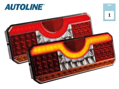 AUTOLINE Kvadratinis LED Galinis Žibintas su Dinaminiu Posūkio Signalu, 12-24V, IP67, Atsparumas -40°C iki +65°C