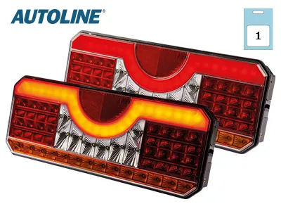 AUTOLINE LED galinis žibintas su dinamine posūkio indikacija, 12-24V, IP67, -40°C - +65°C, ADR (354x140x58mm)
