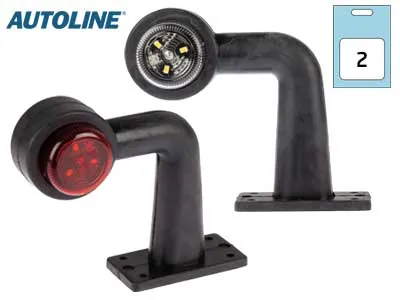 AUTOLINE LED šoniniai gabaritiniai žibintai su 90° gumine kojele, 12-24V, E-patvirtinti