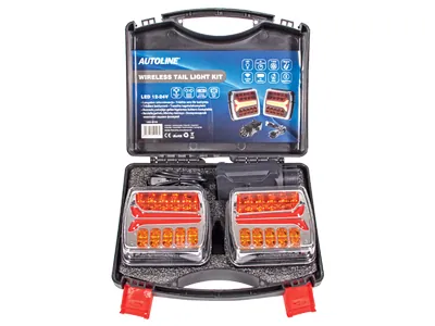 AUTOLINE belaidžių LED galinių žibintų komplektas su įkraunamomis baterijomis, IP65, 12-24V