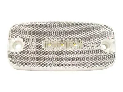 Baltas LED šoninis gabaritinis žibintas su atšvaitu, 9-36V, 3 LED, 111x51x20mm