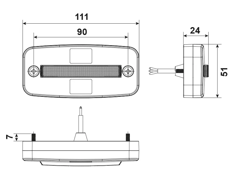 TRUCKVISION LED šoninis gabaritinis žibintas - 12-24V, 6 LED, geltonas, ABS korpusas - Attēls 7