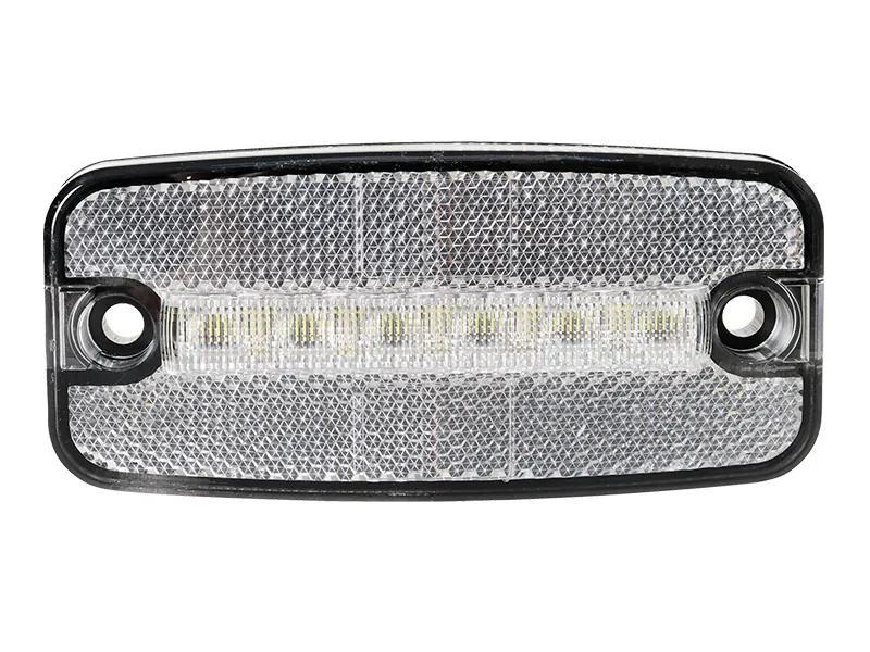 TRUCKVISION Baltas LED šoninis gabaritinis žibintas - 12-24V, su 6 LED, ABS korpusas, ADR kabelis
