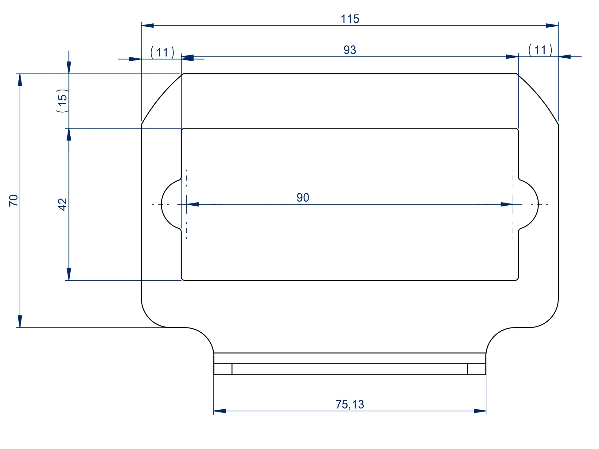 Nerūdijančio plieno Clamp Base tvirtinimo kronšteinas žibintams - varžtų tarpas 90mm, 115x83mm matmenys - Attēls 2