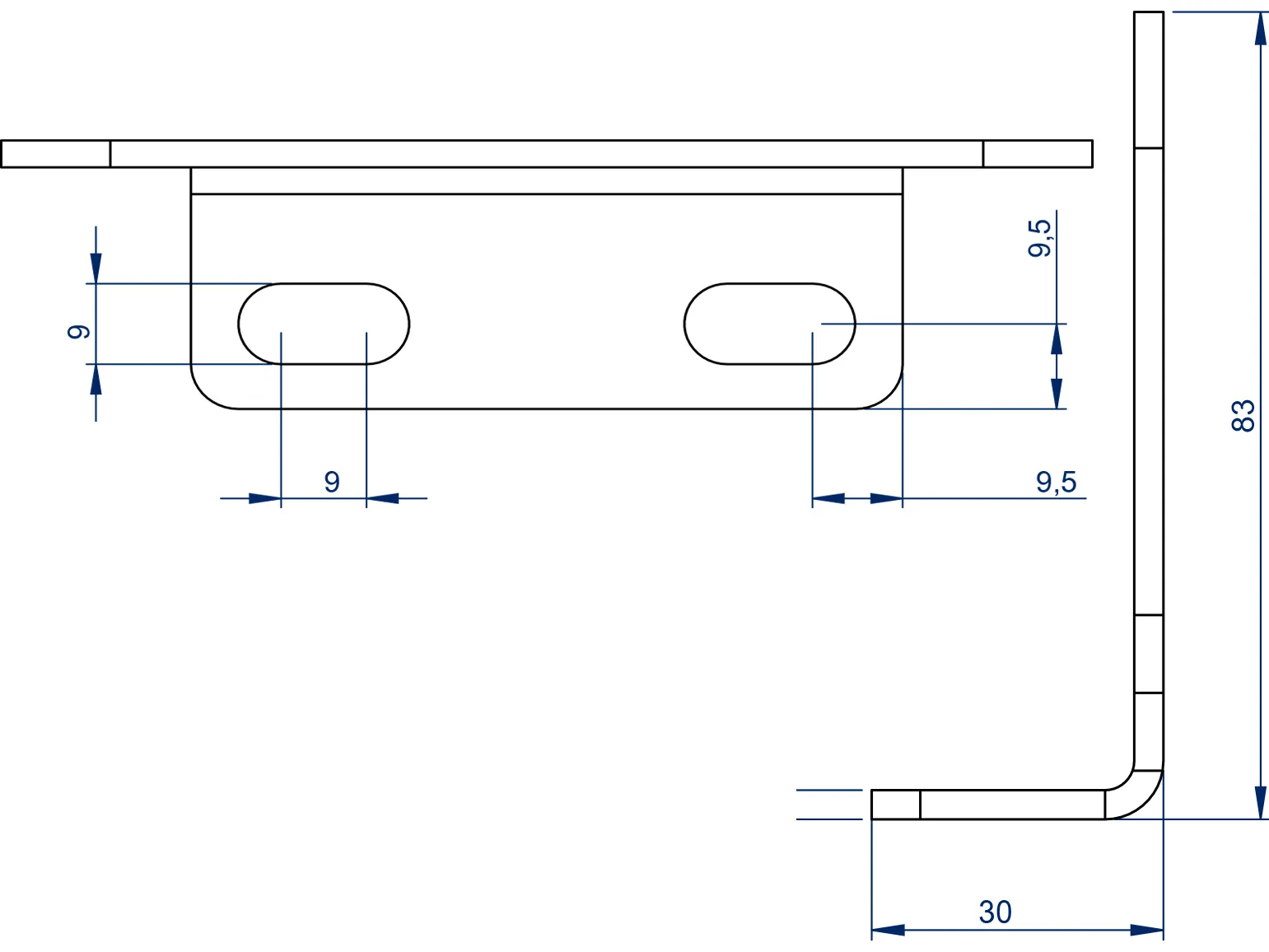 Nerūdijančio plieno Clamp Base tvirtinimo kronšteinas žibintams - varžtų tarpas 90mm, 115x83mm matmenys - Attēls 3