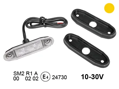 Geltonas LED šoninis gabaritinis žibintas montavimui į paviršių, 10-30V, E sertifikuotas