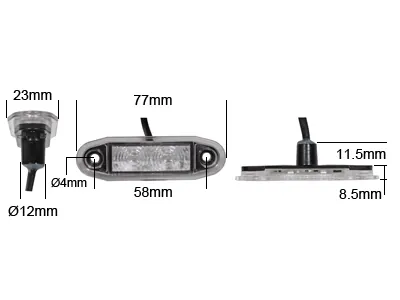Geltonas LED šoninis gabaritinis žibintas montavimui į paviršių, 10-30V, E sertifikuotas - Attēls 2
