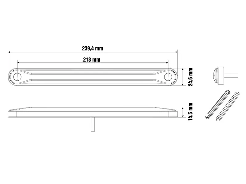 OPTIBEAM Dark Phantom LED gabaritinis žibintas oranžinis, 239,4 x 24,6 mm, 5 m ADR kabelis - Attēls 3