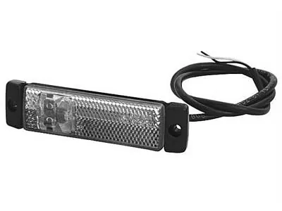 Baltas LED šoninis gabaritinis žibintas su atšvaitu - 12-24V, 3 LED, 130x32mm