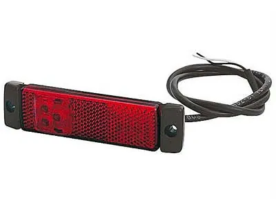 LED raudonas šoninis gabaritinis žibintas su atšvaitu, 12-24V, 3 LED diodai, SKU: 1608-35914