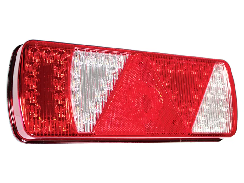 Aspöck ECOLED 5-kamerų Galinis LED Žibintas Priekaboms su Trikampiu Atšvaitu, 24V, 350x130x71mm