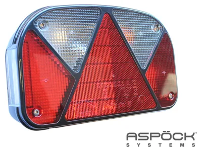 ASPöCK Dešininis Galinis Priekabos Žibintas su Stabdžio ir Numerio Apšvietimu, 5 kaiščių jungtis, 12V