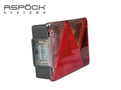 ASPöCK Galinis priekabos žibintas su stabdžio, registracinės lentelės apšvietimo funkcijomis ir trikampiu atšvaitu