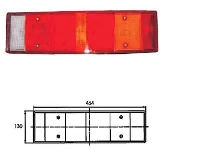 Atsarginis stiklo gaubtas Extra glass cover (464x130mm) 7 funkcijų galiniams žibintams - Ledbarzibintai.lt