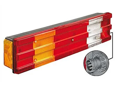 SIM Galinis 7 funkcijų žibintas, kairysis, kairiojo registracijos numerio žibintas, 525x140x81mm