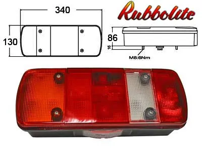 Universalus 5 funkcijų galinis žibintas su reflektoriumi, E/EMC sertifikatas, tvirtinimas 2xM8