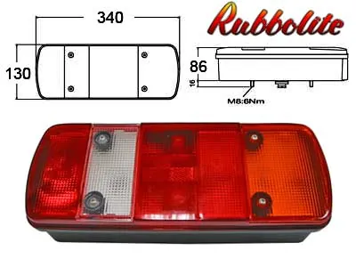 Universalus 5 funkcijų galinis žibintas Schlemmer jungtimi, 12/24V, tinkamas MAN, MB, VW komerciniams automobiliams