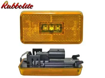 Geltonas LED Šoninis Gabaritinis Žibintas su Reflektoriumi, 3 LED, 24V, AMP Superseal Jungtimi, 103x55x13mm