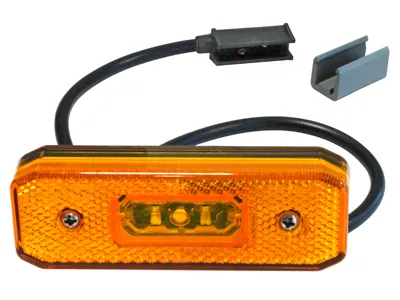 Geltona ADR LED šoninis gabaritinis žibintas su atšvaitu, 24V, 0.5m laidu