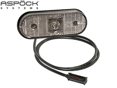 ASPöCK Baltas LED šoninis gabaritinis žibintas su atšvaitu, 24V, ADR patvirtinimu