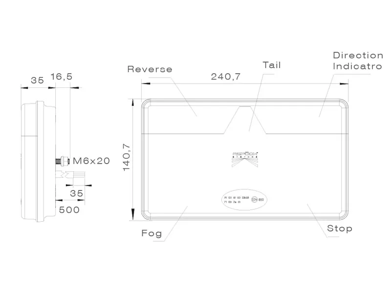 Aspöck Galinis LED Žibintas Priekaboms su Posūkio, Stabdžių, Gabarito ir Rūko Funkcijomis, 9-32V - Attēls 2