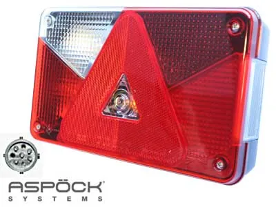 ASPöCK Galinis priekabos žibintas su stabdžių, rūko, atbulinės eigos ir registracijos numerio apšvietimu, 12V