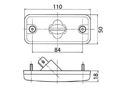 Geltonas halogeninis šoninis gabaritinis žibintas su atšvaitu, 110x50x18mm (SKU: 1608-5033) - Attēls 2