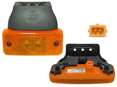 Geltonas LED Šoninis Gabaritinis Žibintas su Atšvaitu, 24V, 2 LED Diodai, Tvirtinimo Tarpas 30mm (SKU: 1608-5060)