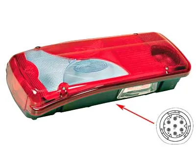 Vignal 7 funkcijų galinis žibintas su 7 kamerom, 12-24V, AMP 1.5 jungtimi