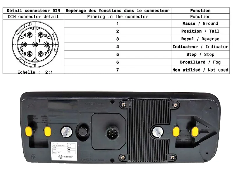 Vignal LED Galinis Žibintas su Dinaminiu Posūkio Signalu, 24V, IP69K, ADR/ECE Sertifikuotas - Attēls 3