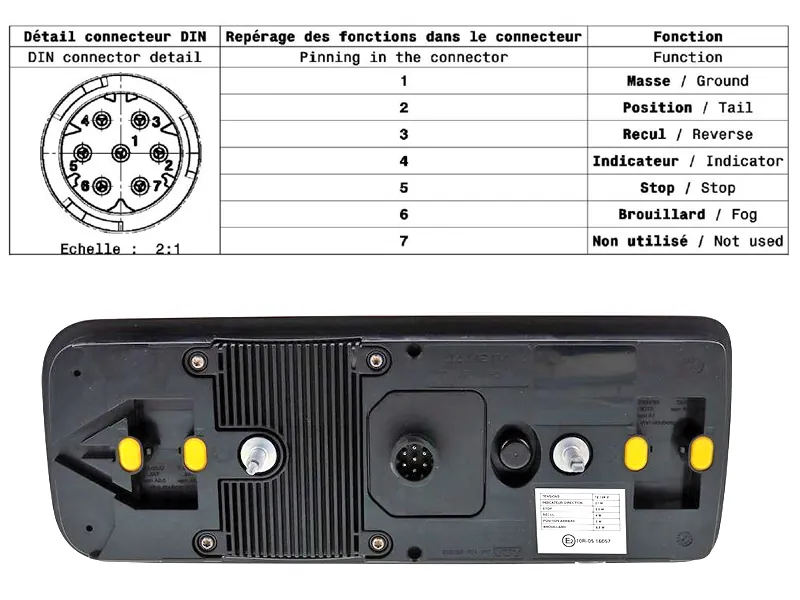 Vignal LED galinis žibintas su dinaminiais posūkio rodikliais, 24V, IP69K apsauga, horizontalus tvirtinimas - Attēls 3