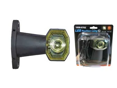 LED Šoninis gabaritinis žibintas - 24V, guminiu laikikliu, dvigubas balt./raud. 2x1-LED, 1,75m laidas