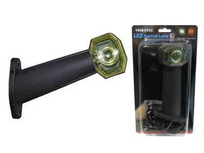 LED Šoninis gabaritinis žibintas su guminiu laikikliu, 24V, dviejų spalvų (baltas/raudonas), su 1.75m laidu