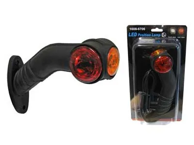 Universalus LED šoninis gabaritinis žibintas su guminiu laikikliu, 12-24V, trimis apšvietimo spalvomis