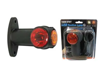 Universalus LED šoninis gabaritinis žibintas su guminiu laikikliu - 12-24V, 3x1-LED, baltos/raudonos/oranžinės spalvos