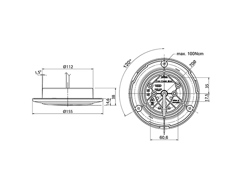 Universalus 24V LED galinis žibintas - Stabdymo, posūkių rodymo funkcija su chromuotu korpusu (SKU: 1608-6769) - Attēls 3