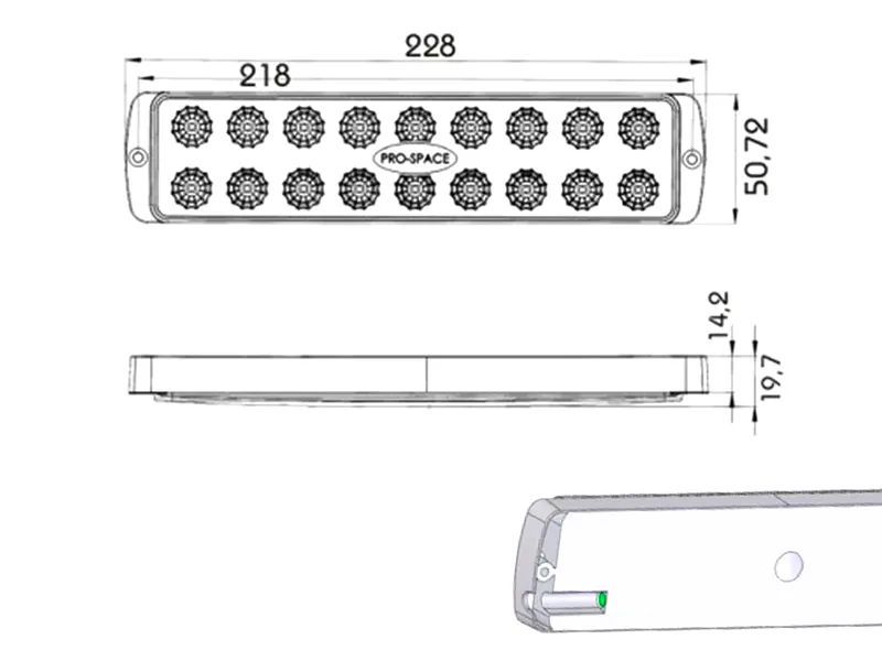 PROPLAST PRO-SPACE LED salono šviestuvas 24V, 630lm, ADR - Attēls 2