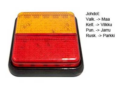 Universalus LED galinis žibintas 12V, 33/39 LED, kvadratinis 116x116mm, E-approved su posūkio, stabdžių ir gabaritine šviesa