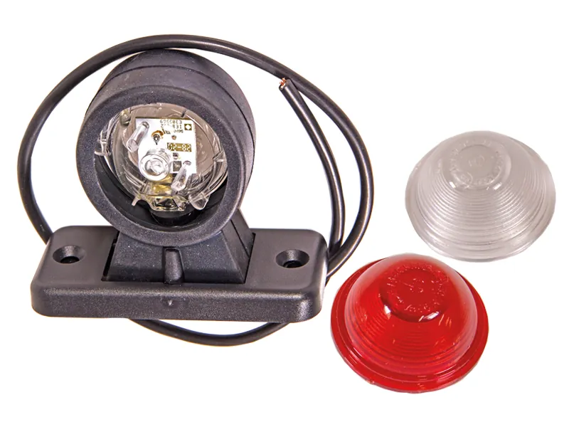 LED Šoninis Gabaritinis Žibintas su Guminiu Laikikliu, 10x10 LED, Baltas/Raudonas, 10-30V, E-patvirtintas