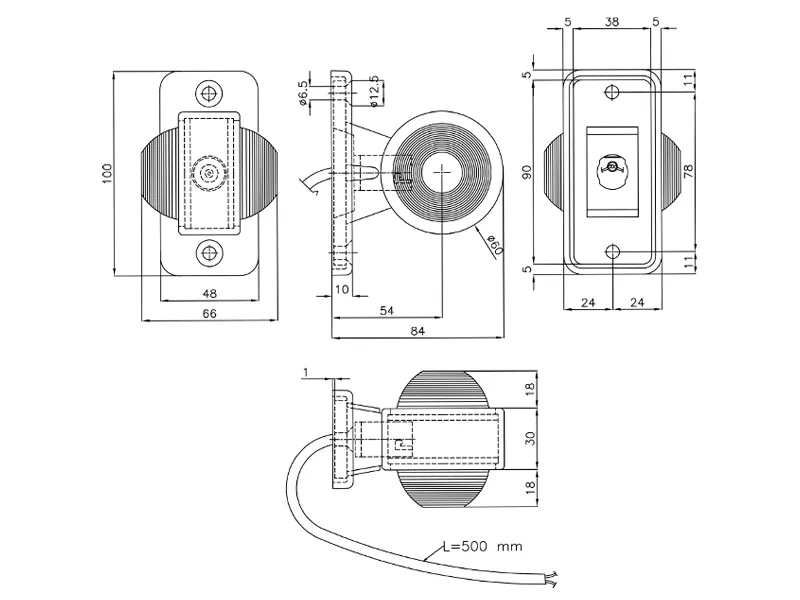 LED Šoninis Gabaritinis Žibintas su Guminiu Laikikliu, 10x10 LED, Baltas/Raudonas, 10-30V, E-patvirtintas - Attēls 2