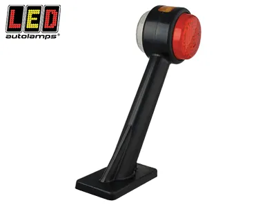 LED AUTOLAMPS Šoninis LED gabaritinis žibintas su gumine 60° lenkiama alkūne, IP67 apsauga, 12-24V, ECE sertifikuotas