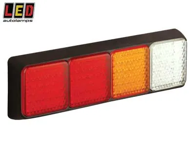 LED AUTOLAMPS Kvadratinis LED Galinis Žibintas su Kombinuotomis Funkcijomis, IP67, ECE/EMC Patvirtinimas