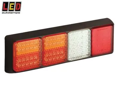 LED AUTOLAMPS Kvadratinis LED Galinis Žibintas, 12-24V, ECE, EMC, IP67, Juodas korpusas (1614-100BSTI2WFMLE)