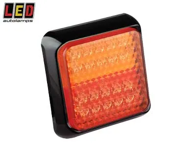 LED AUTOLAMPS Kvadratinis LED Galinis Žibintas 120x120x31mm, Stabdžių-Galinių Šviesų-Posūkio Signalų Kombinacija, 12-24V, IP67