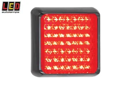 LED AUTOLAMPS Kvadratinis LED Galinis Žibintas 49 LED | 12-24V | Stabdymo-Gabaritinis | ECE&EMC Patvirtintas | IP67